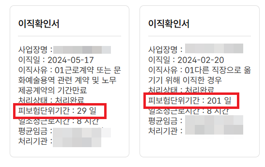 실업급여 조건-180일-피보험단위