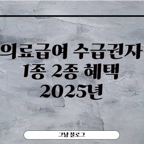의료급여 수급권자 뜻-1종 2종 혜택-2025년