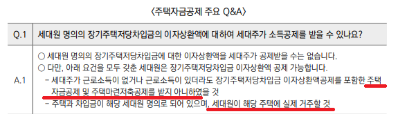 장기주택저당차입금 이자상환증명서 소득공제 세대원