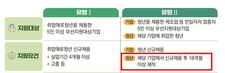 청년일자리도약장려금-사업 내용-유형 2