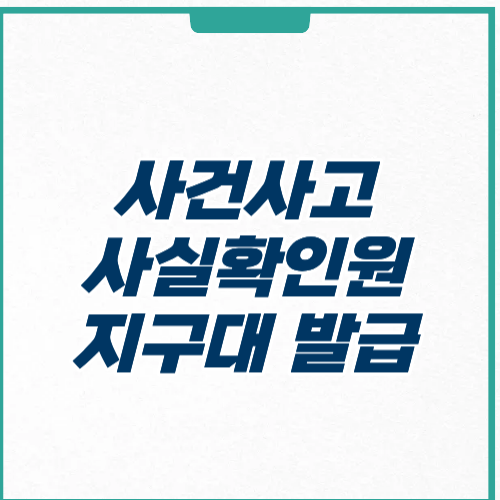 사건사고사실확인원 발급 지구대 파출소 인터넷